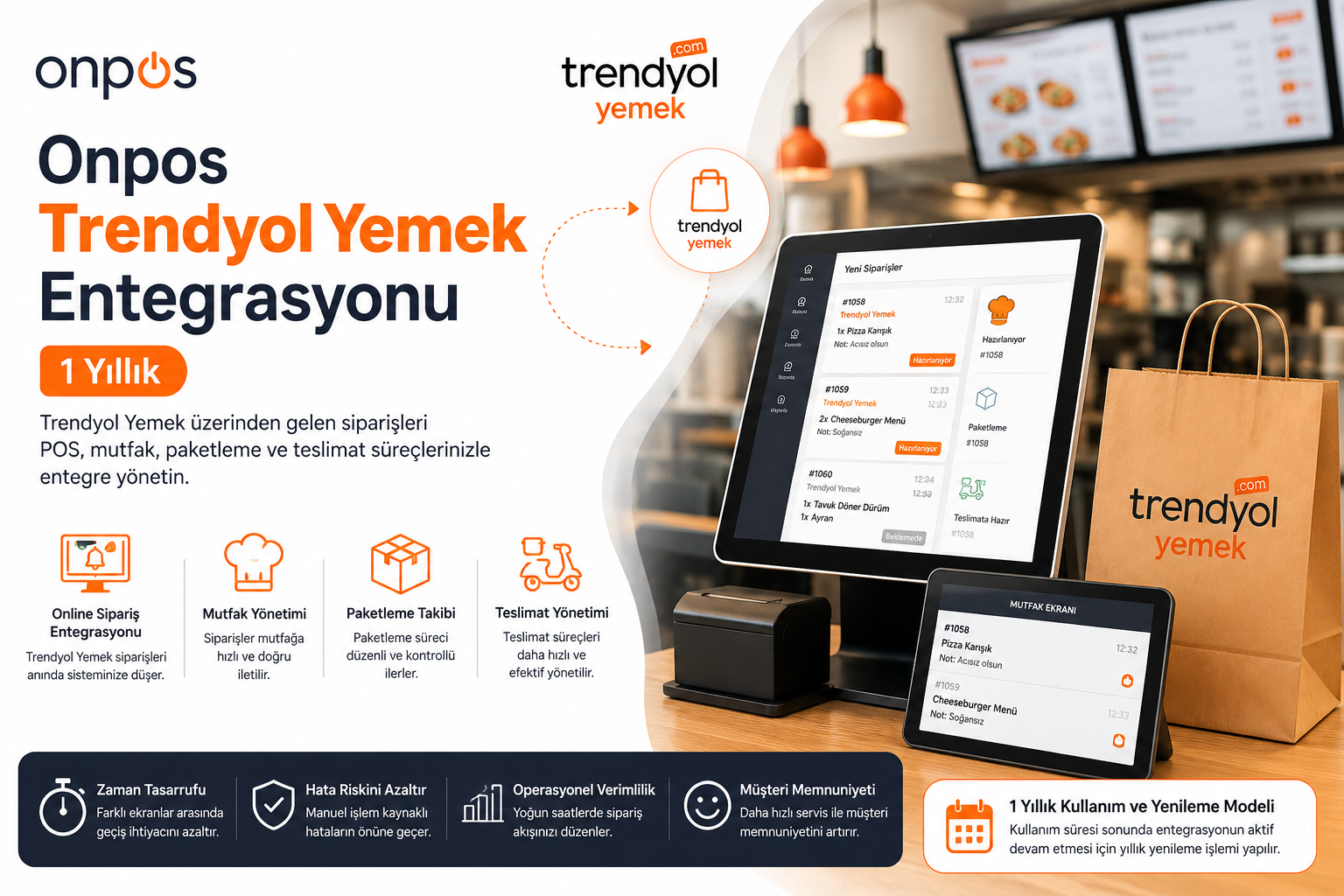 Onpos Trendyol Yemek Entegrasyonu - 1 Yıllık
